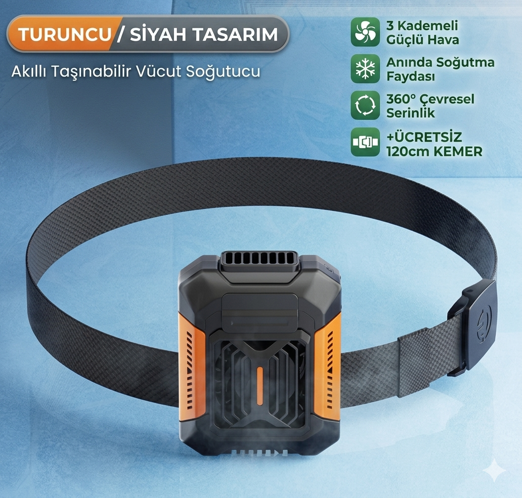Taşınabilir USB Bel Tipi Askılı Fan (Güçlü Taşınabilir Vantilatör)