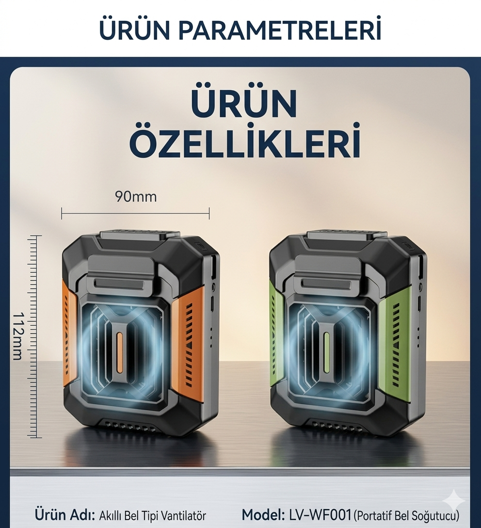 Taşınabilir USB Bel Tipi Askılı Fan (Güçlü Taşınabilir Vantilatör)