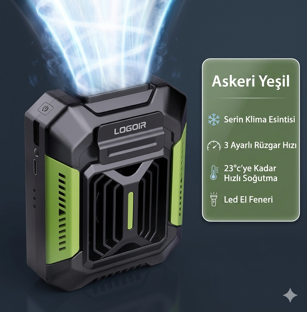 Taşınabilir USB Bel Tipi Askılı Fan (Güçlü Taşınabilir Vantilatör)