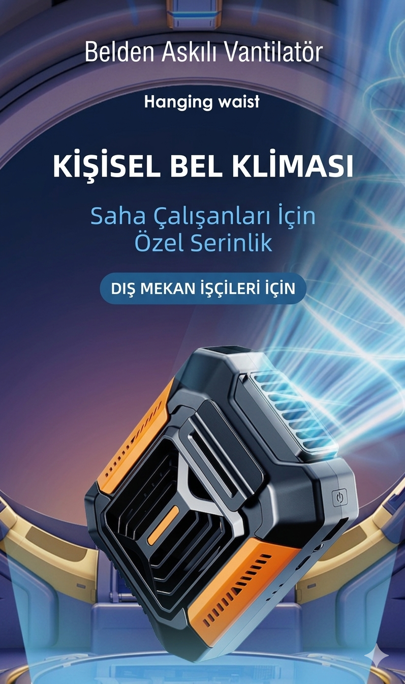 Taşınabilir USB Bel Tipi Askılı Fan (Güçlü Taşınabilir Vantilatör)